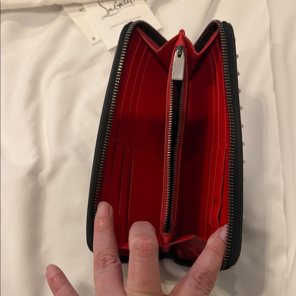 Christian Louboutin Black Studded Zip Wallet - Picture 3 of 5